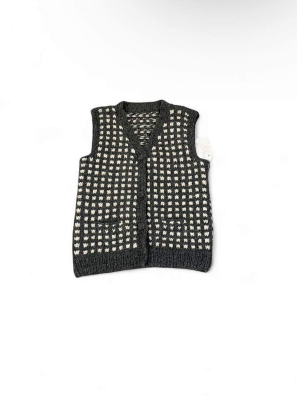 Dizzy Charcoal Knit Vest with Cream Pattern